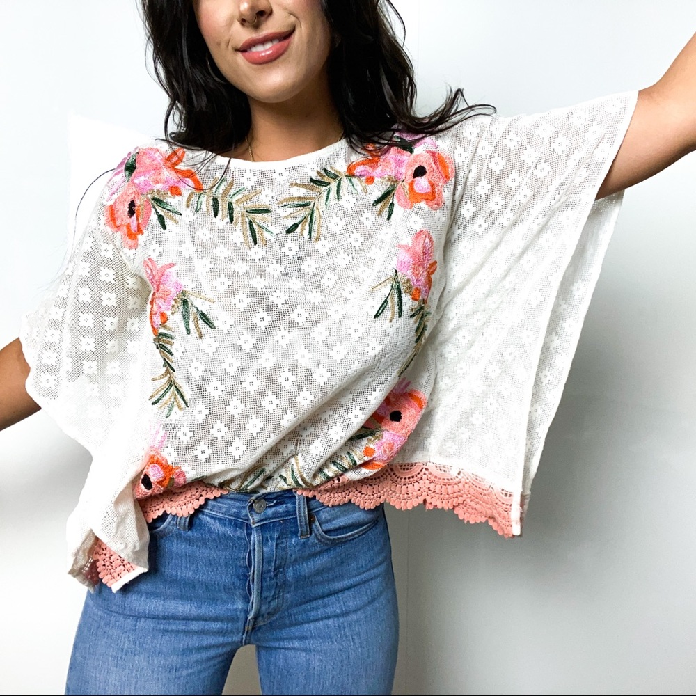 Anthropologie Akemi + Kin Floral Embroidered Knit